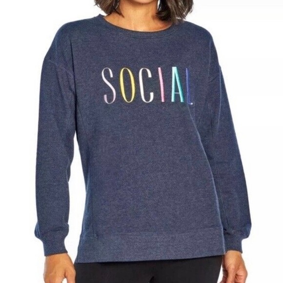 WILDFOX Social Side Slit Sweatshirt - Dark Blue Size XL - Picture 1 of 7